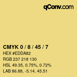カラーコード: CMYK 0 / 8 / 45 / 7 | qconv.com