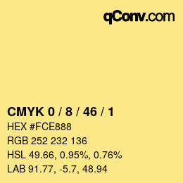 颜色代码: CMYK 0 / 8 / 46 / 1 | qconv.com