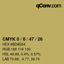カラーコード: CMYK 0 / 8 / 47 / 26 | qconv.com