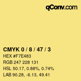 カラーコード: CMYK 0 / 8 / 47 / 3 | qconv.com
