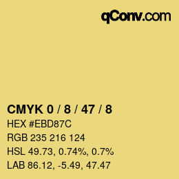 Farbcode: CMYK 0 / 8 / 47 / 8 | qconv.com