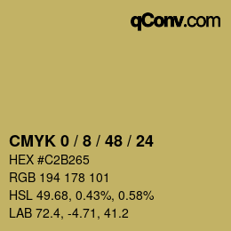カラーコード: CMYK 0 / 8 / 48 / 24 | qconv.com