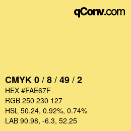 颜色代码: CMYK 0 / 8 / 49 / 2 | qconv.com