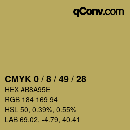 カラーコード: CMYK 0 / 8 / 49 / 28 | qconv.com