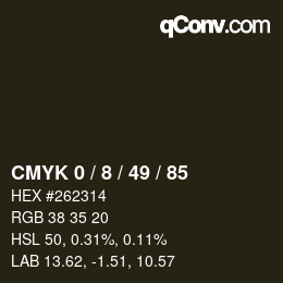 Color code: CMYK 0 / 8 / 49 / 85 | qconv.com