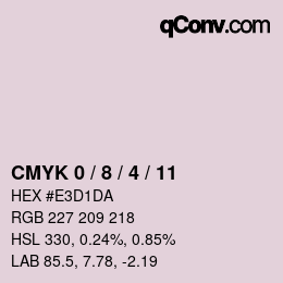 カラーコード: CMYK 0 / 8 / 4 / 11 | qconv.com