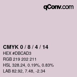 カラーコード: CMYK 0 / 8 / 4 / 14 | qconv.com