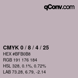 カラーコード: CMYK 0 / 8 / 4 / 25 | qconv.com