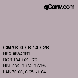 カラーコード: CMYK 0 / 8 / 4 / 28 | qconv.com