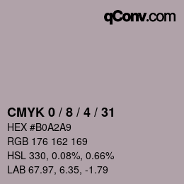 カラーコード: CMYK 0 / 8 / 4 / 31 | qconv.com