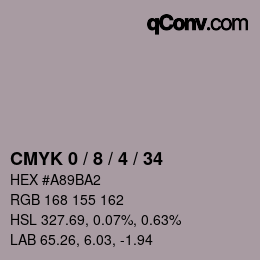 カラーコード: CMYK 0 / 8 / 4 / 34 | qconv.com