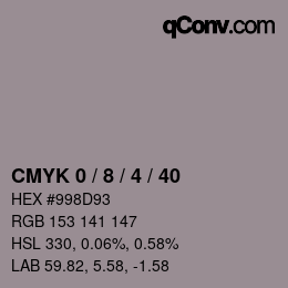 カラーコード: CMYK 0 / 8 / 4 / 40 | qconv.com