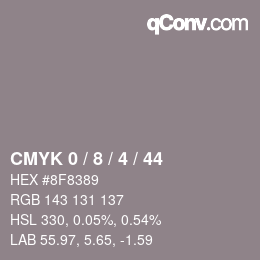颜色代码: CMYK 0 / 8 / 4 / 44 | qconv.com