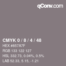 Color code: CMYK 0 / 8 / 4 / 48 | qconv.com