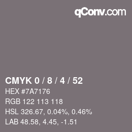 Color code: CMYK 0 / 8 / 4 / 52 | qconv.com