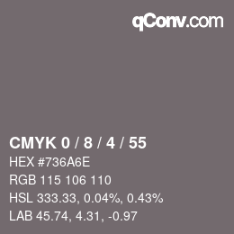 颜色代码: CMYK 0 / 8 / 4 / 55 | qconv.com