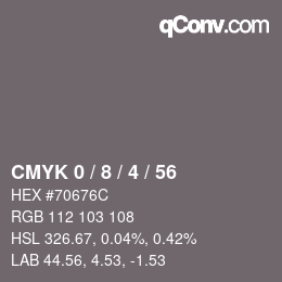 颜色代码: CMYK 0 / 8 / 4 / 56 | qconv.com