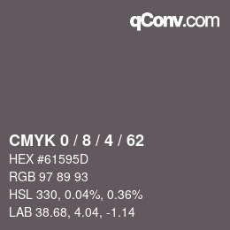 カラーコード: CMYK 0 / 8 / 4 / 62 | qconv.com