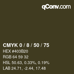 カラーコード: CMYK 0 / 8 / 50 / 75 | qconv.com