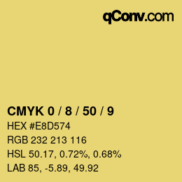 颜色代码: CMYK 0 / 8 / 50 / 9 | qconv.com