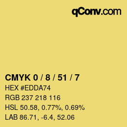 カラーコード: CMYK 0 / 8 / 51 / 7 | qconv.com