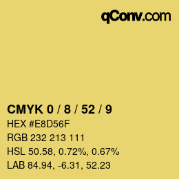 カラーコード: CMYK 0 / 8 / 52 / 9 | qconv.com