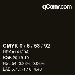 カラーコード: CMYK 0 / 8 / 53 / 92 | qconv.com