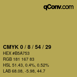 カラーコード: CMYK 0 / 8 / 54 / 29 | qconv.com