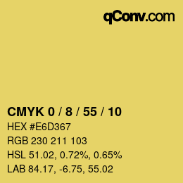 カラーコード: CMYK 0 / 8 / 55 / 10 | qconv.com