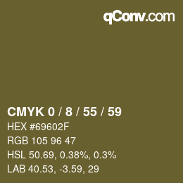 カラーコード: CMYK 0 / 8 / 55 / 59 | qconv.com
