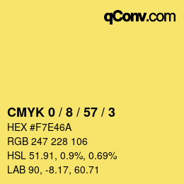 Farbcode: CMYK 0 / 8 / 57 / 3 | qconv.com