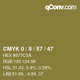 カラーコード: CMYK 0 / 8 / 57 / 47 | qconv.com