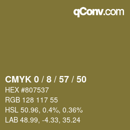 カラーコード: CMYK 0 / 8 / 57 / 50 | qconv.com