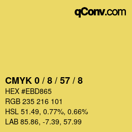 Farbcode: CMYK 0 / 8 / 57 / 8 | qconv.com