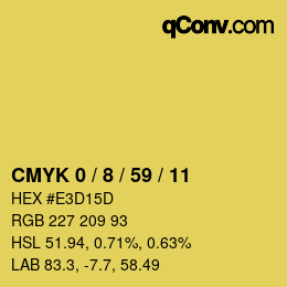 カラーコード: CMYK 0 / 8 / 59 / 11 | qconv.com