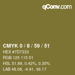 カラーコード: CMYK 0 / 8 / 59 / 51 | qconv.com