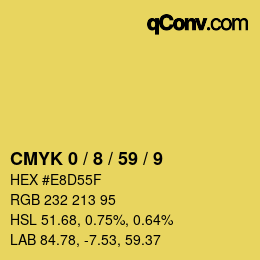 カラーコード: CMYK 0 / 8 / 59 / 9 | qconv.com