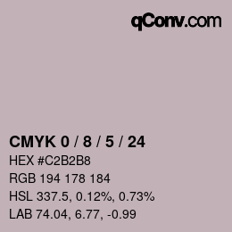 カラーコード: CMYK 0 / 8 / 5 / 24 | qconv.com