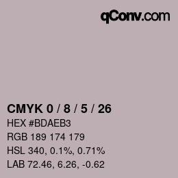 カラーコード: CMYK 0 / 8 / 5 / 26 | qconv.com