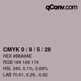 颜色代码: CMYK 0 / 8 / 5 / 28 | qconv.com