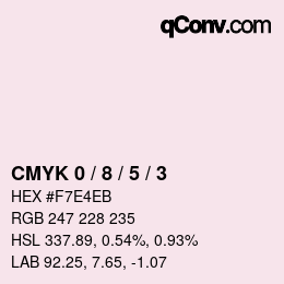 カラーコード: CMYK 0 / 8 / 5 / 3 | qconv.com