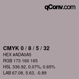 カラーコード: CMYK 0 / 8 / 5 / 32 | qconv.com