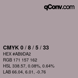 カラーコード: CMYK 0 / 8 / 5 / 33 | qconv.com