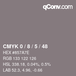 颜色代码: CMYK 0 / 8 / 5 / 48 | qconv.com