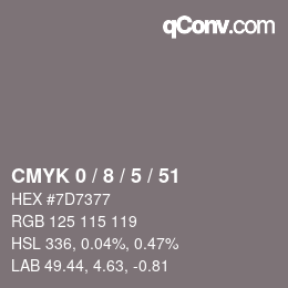 Color code: CMYK 0 / 8 / 5 / 51 | qconv.com