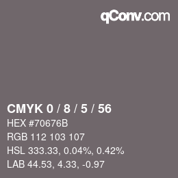 Color code: CMYK 0 / 8 / 5 / 56 | qconv.com