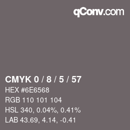 Color code: CMYK 0 / 8 / 5 / 57 | qconv.com