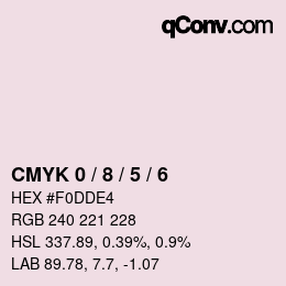 カラーコード: CMYK 0 / 8 / 5 / 6 | qconv.com