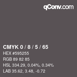 Farbcode: CMYK 0 / 8 / 5 / 65 | qconv.com