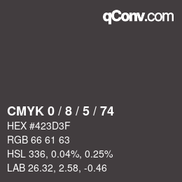 颜色代码: CMYK 0 / 8 / 5 / 74 | qconv.com